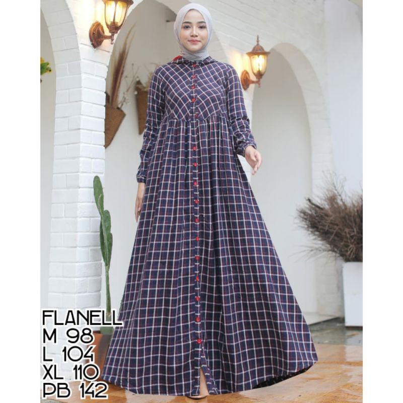 Gamis muslim flanel asaki hoodie