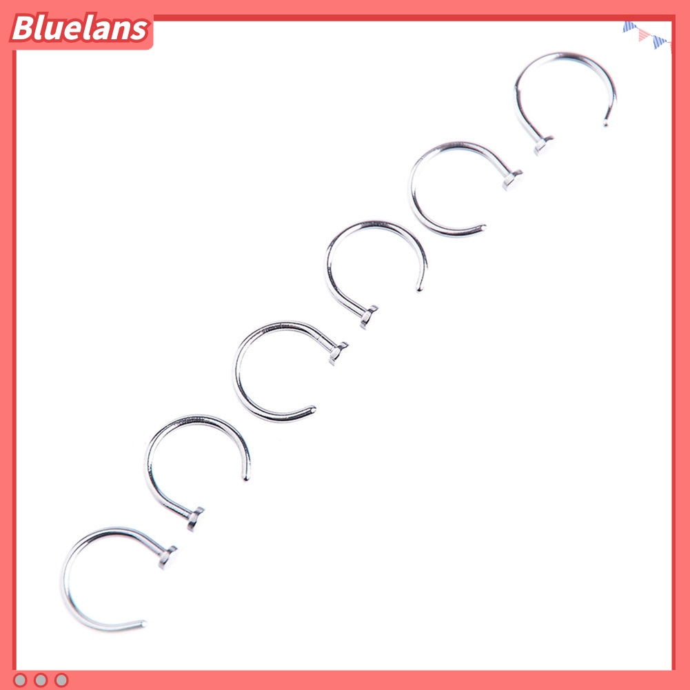 Bluelans 10/6/2Pcs Stainless Steel Nose Open Hoop Ring Body Piercing Stud Unisex Jewelry