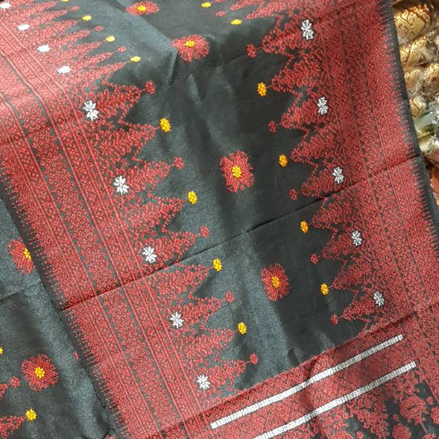 Songket Palembang asli cantik manis hitam rakam merah mawar pucuk rebung kristal tembaga