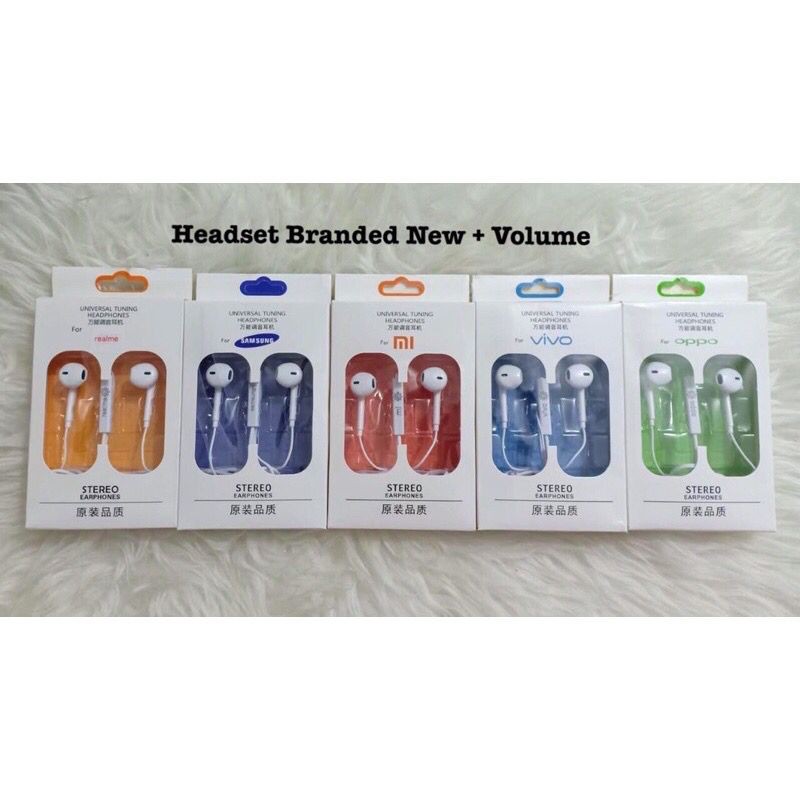 Headset Branded + Volume Karet Xioami Oppo Vivo SamsunvgHandsfree Earphone