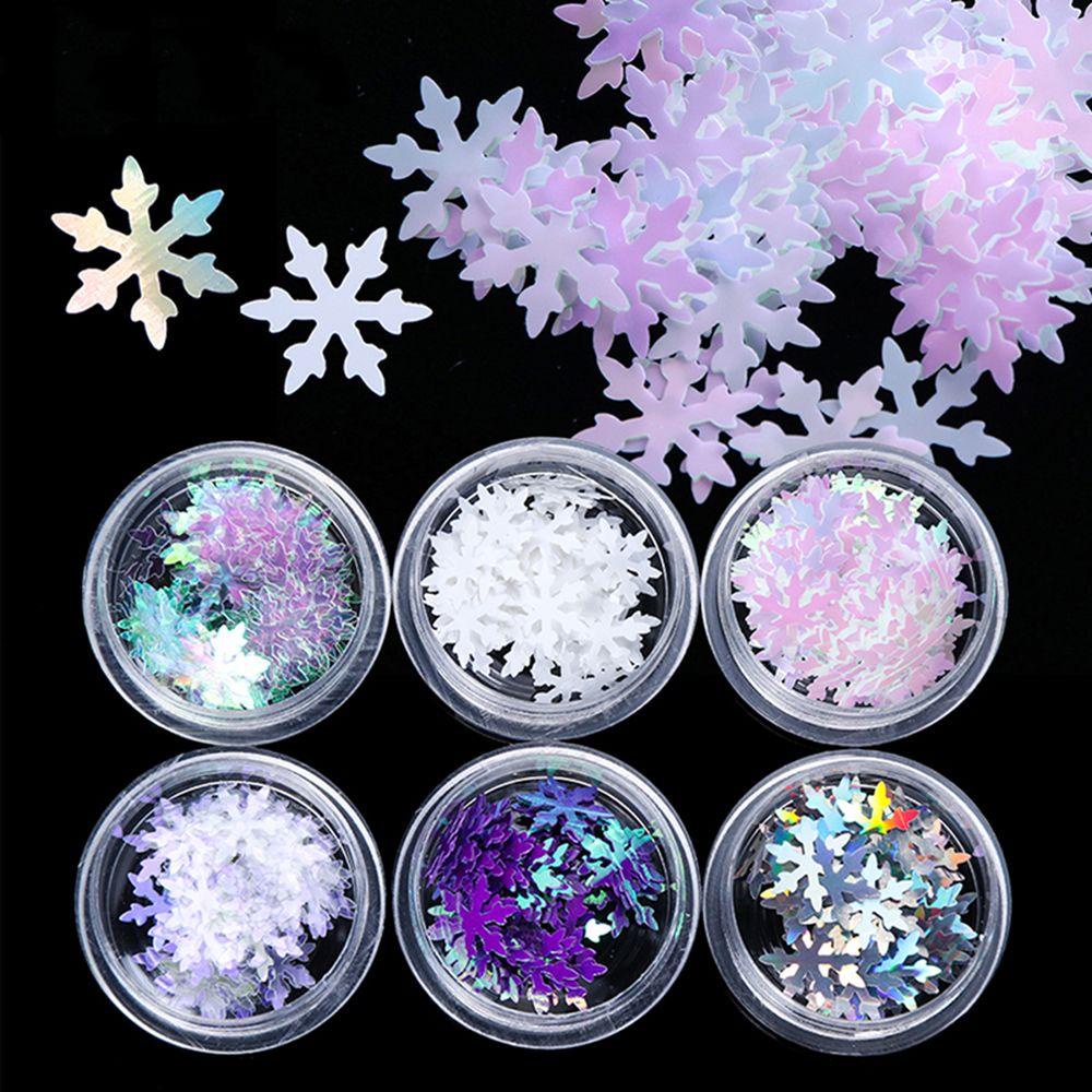 Preva Snowflake Nail Sequin Glitter Baru Warna Campur Stiker Musim Dingin