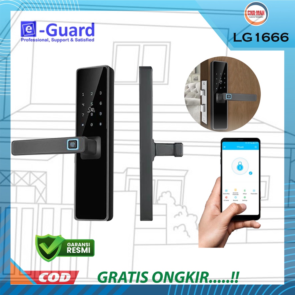e-Guard Kunci Pintu Smart Door Lock Smartphone Wifi Bluetooth LG1666TF