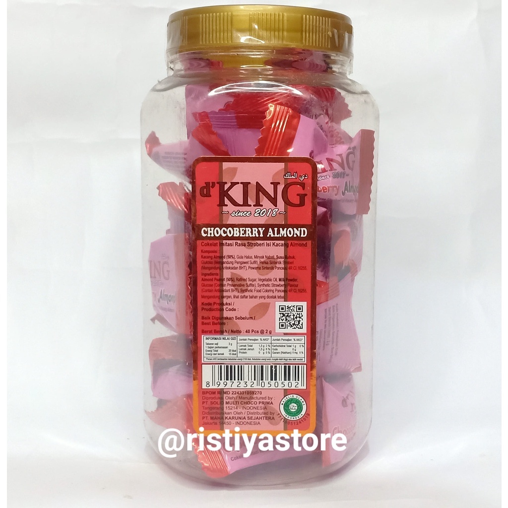 

d'king bonibol coklat chocoberry almond | cokelat rasa strawberry isi almond