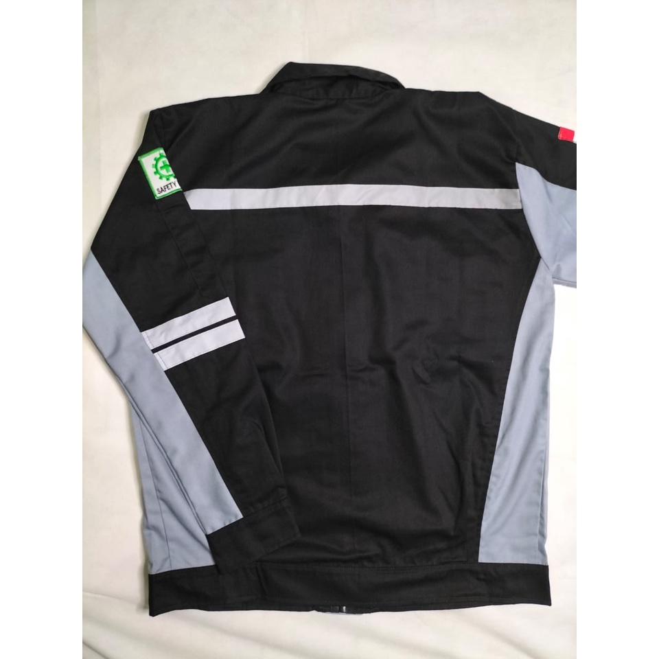 Wearpack Atasan Semi Jaket | Baju Safety Abu - Abu Hitam