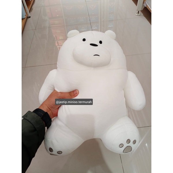 MINISO 🆕 Boneka Bantal Ice bear We Bare Bears JUMBO 46cm (tangan bisa masuk)
