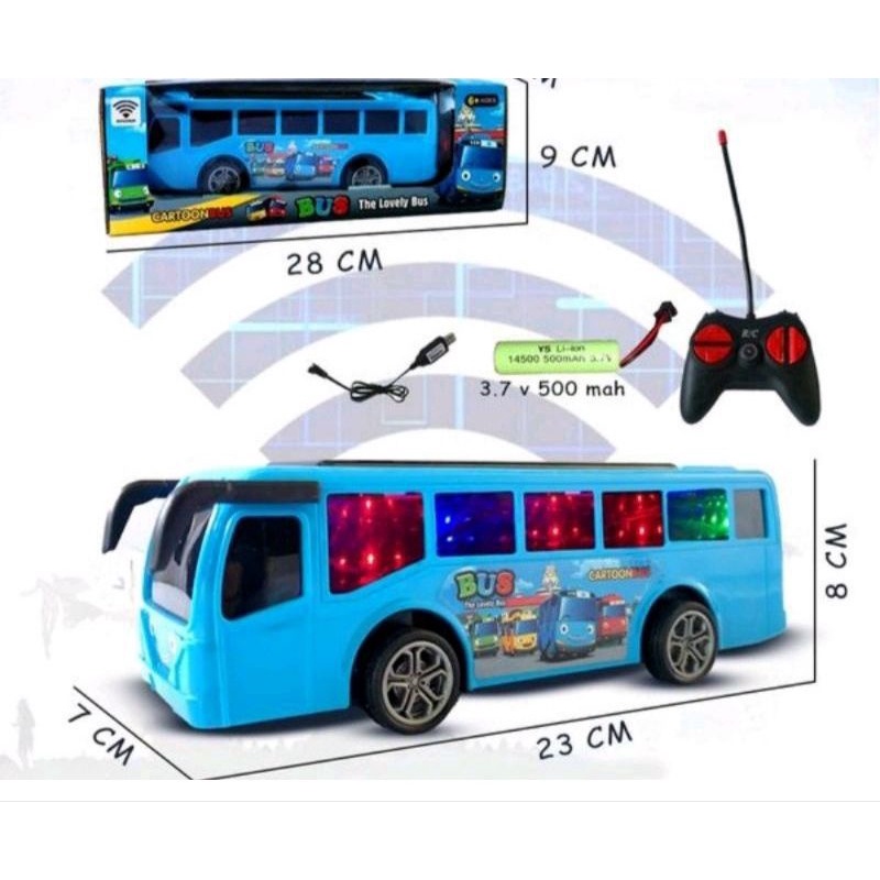mainan remot RC bus tayo, remot kontrol bis tayo ada lampu baterai charge