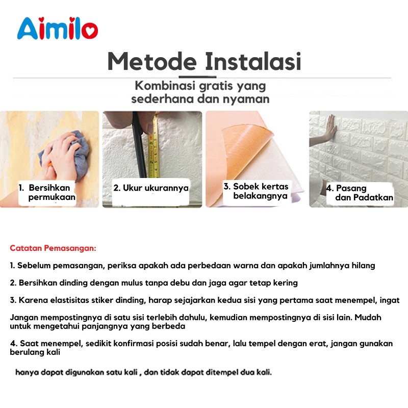 (Aimilo) Wallpaper Dinding 3D Foam Motif Batu Bata Walpaper 3D Foam Murah High Quality-5