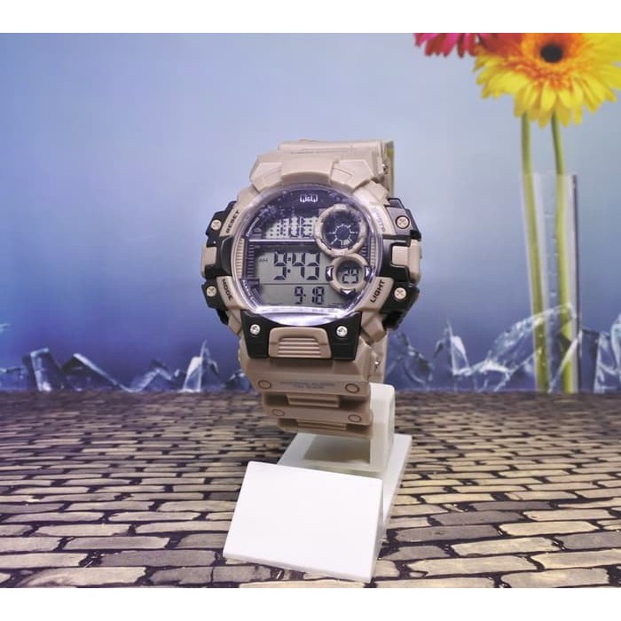 Q&Q QQ QnQ Digital Jam Tangan Pria Krem M144J012Y Original