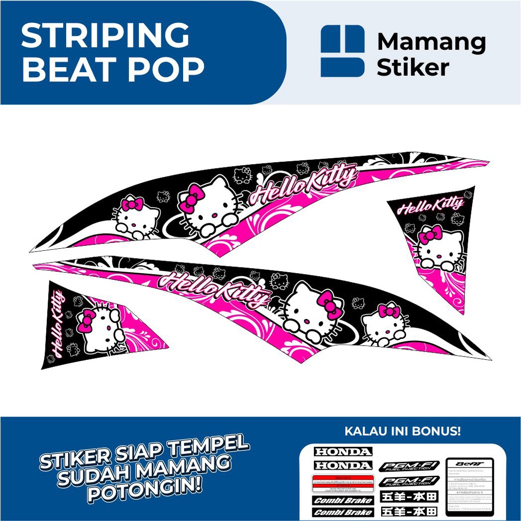 STRIPING HONDA BEAT POP FULL BODY VARIASI 5 HELLO KITTY/STIKER BEAT POP FI ORIGINAL/STICKER BEAT POP