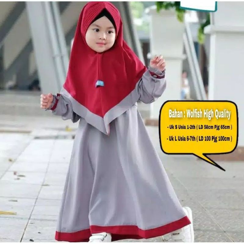 GAMIS ANAK TERMURAH UMUR 1-7 TAHUN ALICIA KIDS gamis kancing