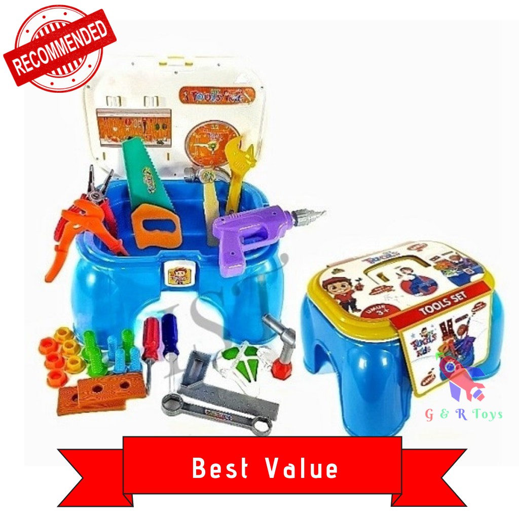 Mainan Tool Box Set Kids Chair Alat / Peralatan Tukang / Pertukangan