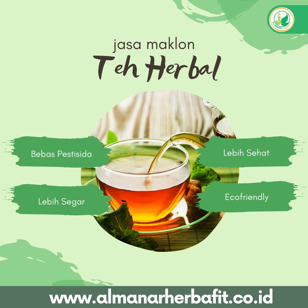 produksi maklon teh herbal pelangsing bahan alami almanar herbafit