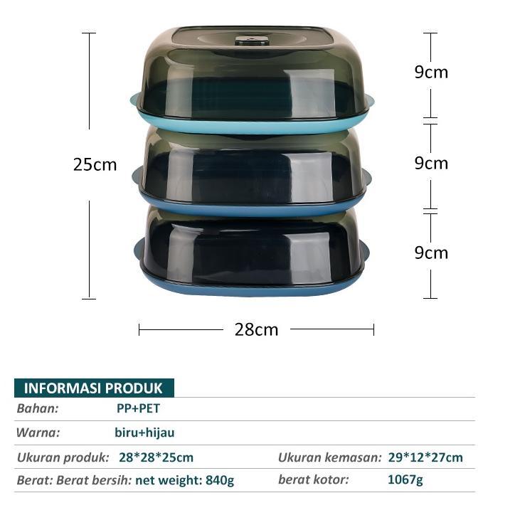 Tudung Saji Square Segi Empat Food Cover 3 / 5 Layer 3 / 5 Tingkat Stackable bisa Disusun Tudung Saj