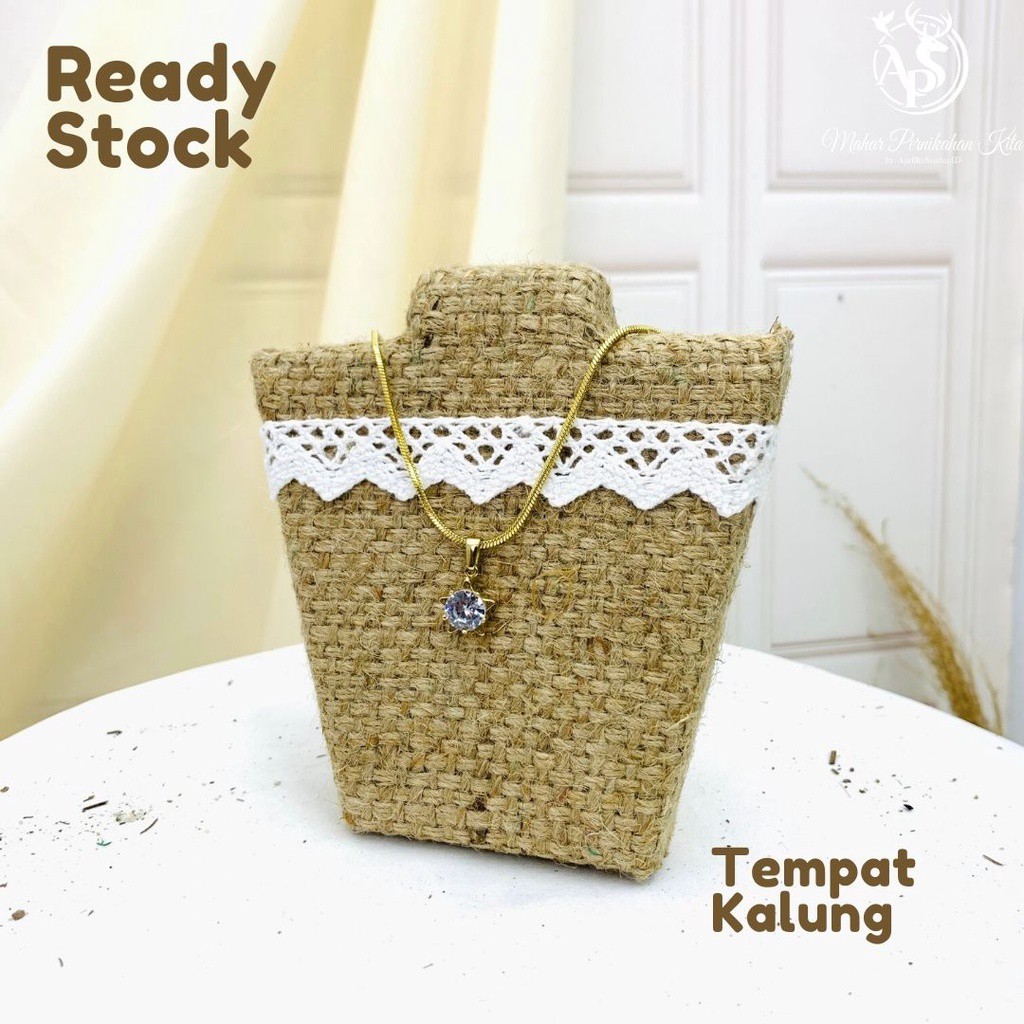 Tempat Kalung | Necklace Holder | Necklace Stand Bahan Kerajinan Untuk Dekorasi Ring Box &amp; Box Perhiasan Ukuran 12x12 cm Bahan Goni