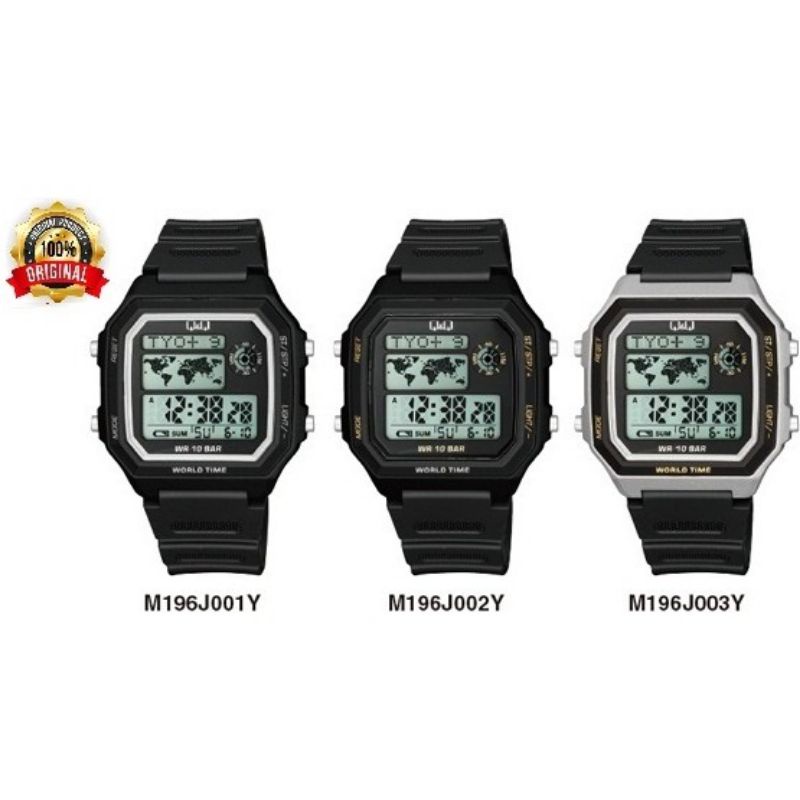 Q&amp;Q Digital Original M196 Series Jam Tangan Pria - Hitam - Karet