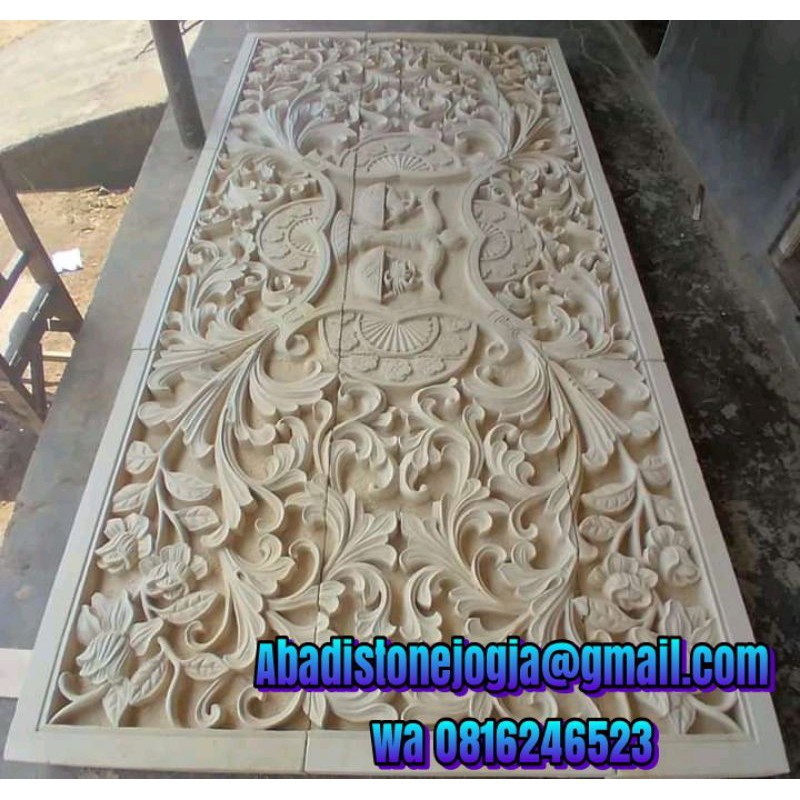 relief clasik ukiran batu alam paras Jogja batu putih loster ornamen tempel dinding