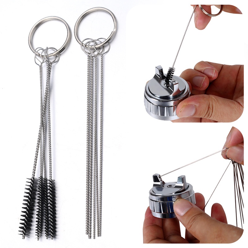 5pcs / Pak Sikat Pembersih Karburator Multifungsi Bahan Stainless Steel Untuk Mesin Tattoo / Airbrush