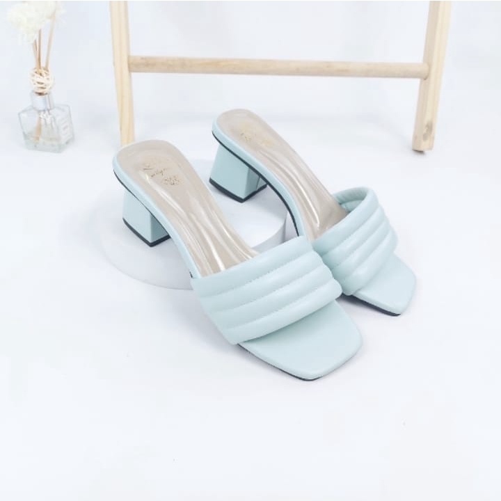 Sandal Selop Heels Wanita Hak 5cm Simple NESANH - HALIMA