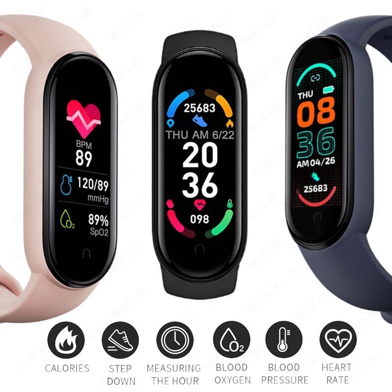 GARANSI✅M6/M7 SmartWatch SmartBand Kustom Wallpaper Bluetooth Musik Kontrol Tahan Air Mi Band 7/6 SmartWatch