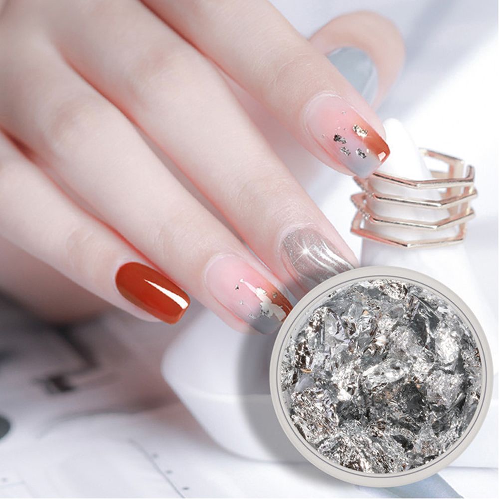 Mxbeauty 1 Box Stiker Kuku Bahan Aluminum Foil Warna Gold / Silver Untuk Dekorasi Nail Art