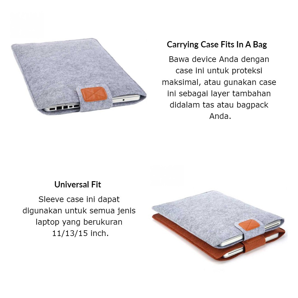 Tas Laptop Cover Laptop Soft Sleeve Case Untuk Laptop/ Macbook 11&quot;  Inch 13&quot; inch 15&quot;inch -GRAY