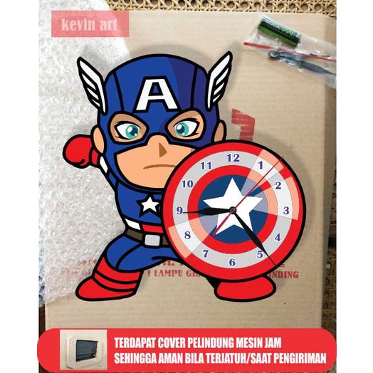 JAM DINDING TEMBOK KARAKTER BESAR UNIK DAN KEREN CAPTAIN AMERICA MARVELL MINIMALIS MEWAH AESTHETIC LUCU HIASAN DINDING 1 SET MURAH POSTER DINDING STIKER DINDING WALL DECOR ARTISTIK KAYU CUSTOM MODERN PROMO PALING LARIS NYALA HIASAN DINDING RUANG TAMU