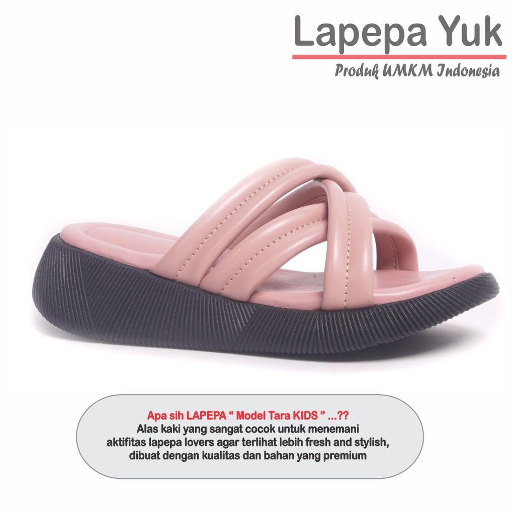 LAPEPA YUK - Sandal Platform Anak Perempuan Usia 2 sampai 10 Tahun TARA KIDS  Sendal Anak cewek Wedges Wanita Empuk Model Silang Warna LIGHT SALEM Pink Soft Lucu Cantik cewe Slop Usia Umur 3 4 5 6 7 8 9 thn Tahun Premium Ori Original Mall Official Store