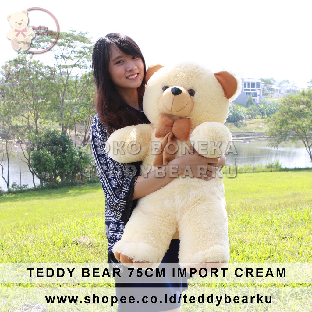 Boneka Teddy Bear XL 75CM Model Teddy Bear Import (Cream, Coklat)