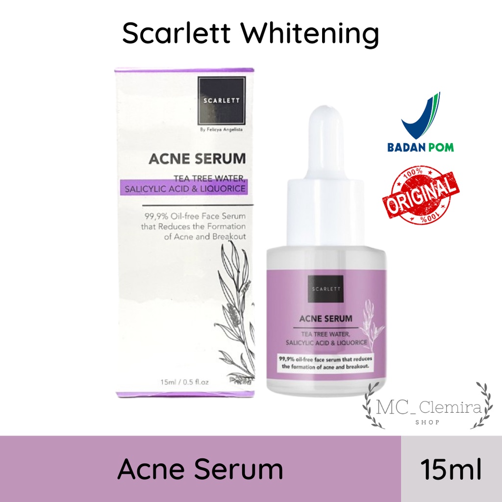 Scarlett Whitening Acne Serum 15 ml / Serum anti jerawat untuk kulit berjerawat BPOM Asli Original