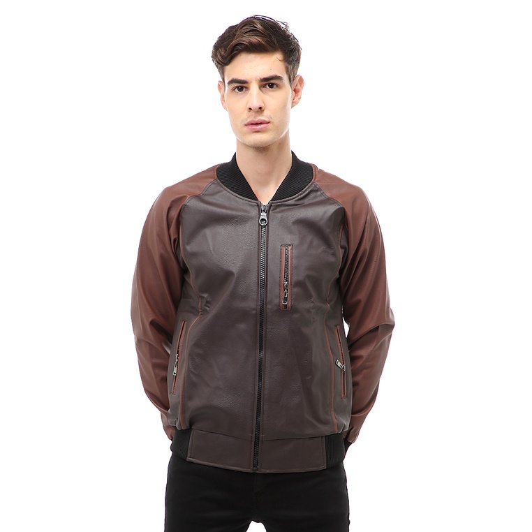 Hamlin Halbert Outerwear Jaket Bomber Kulit Pria Model Army Material Leather ORIGINAL - Black Brown