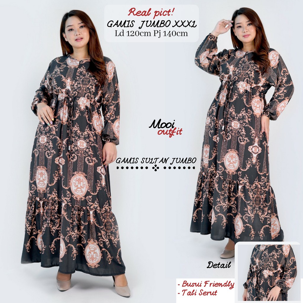 Gamis Jumbo Xxxl Ld 120 Bahan Katun Rayon Adem Gamis Lebaran Jumbo Murah - Gamis Jumbo Kekinian Viral Tiktok Murah