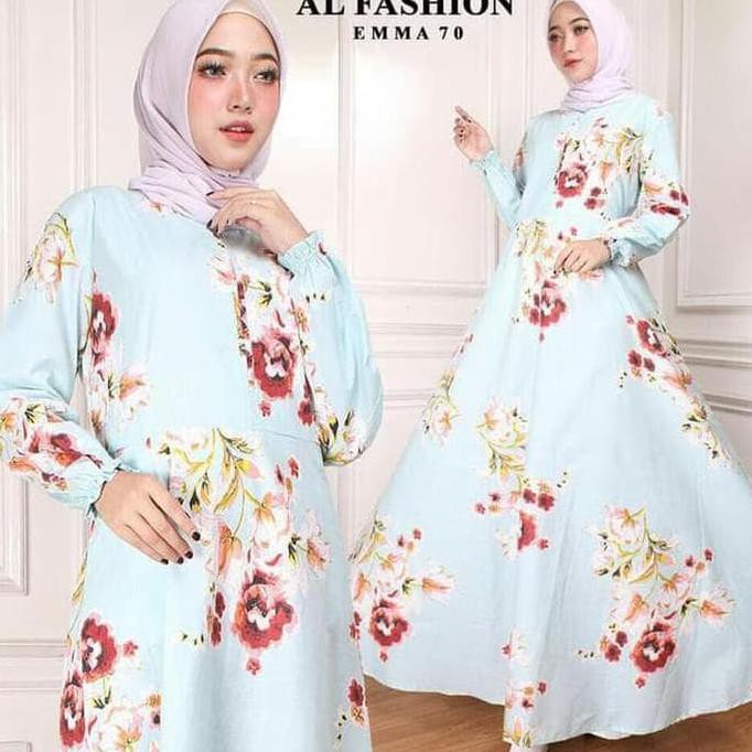 BAJU GAMIS MUSLIM KATUN EMMA HIJAU SOFT / DRESS MUSLIM / GAMIS PESTA