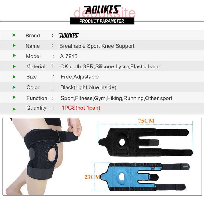 Aolikes 7915 Knee Pad Support Brace 4 Spring Pelindung lutut Deker Lari Knee Patella Spring Protect