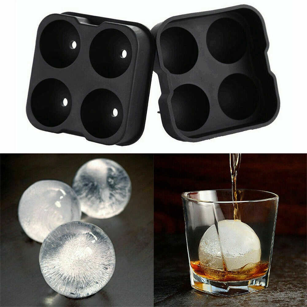 【COD Tangding】Fridge Black Square Round Ice Ball Box Silica Gel Mold for Summer Drink Mold