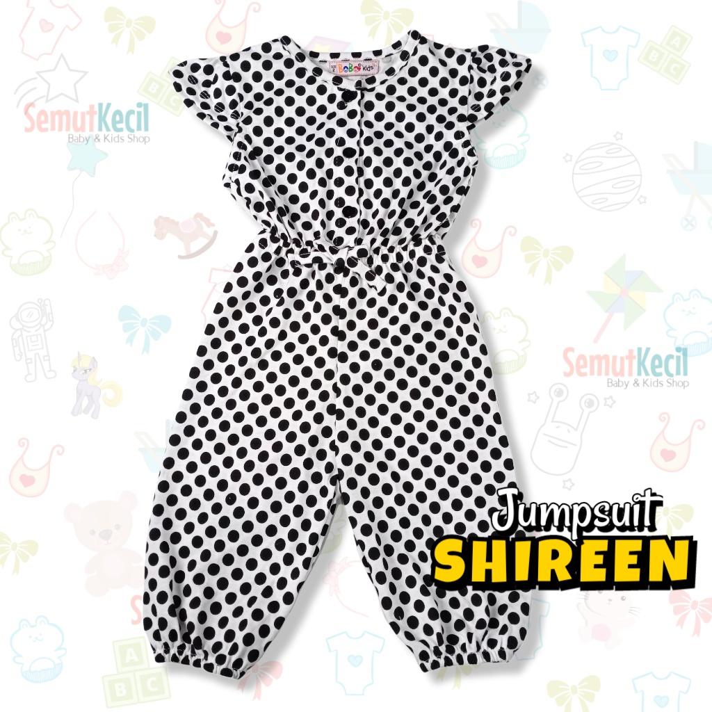 SHIREEN 0-2,5 THN JUMPSUIT ANAK BAYI PEREMPUAN Jamsuit Jumsuit Panjang Kaos Baju Anak Bayi Baby Girl Bobo Kids-2D WhitePolkadotBlac
