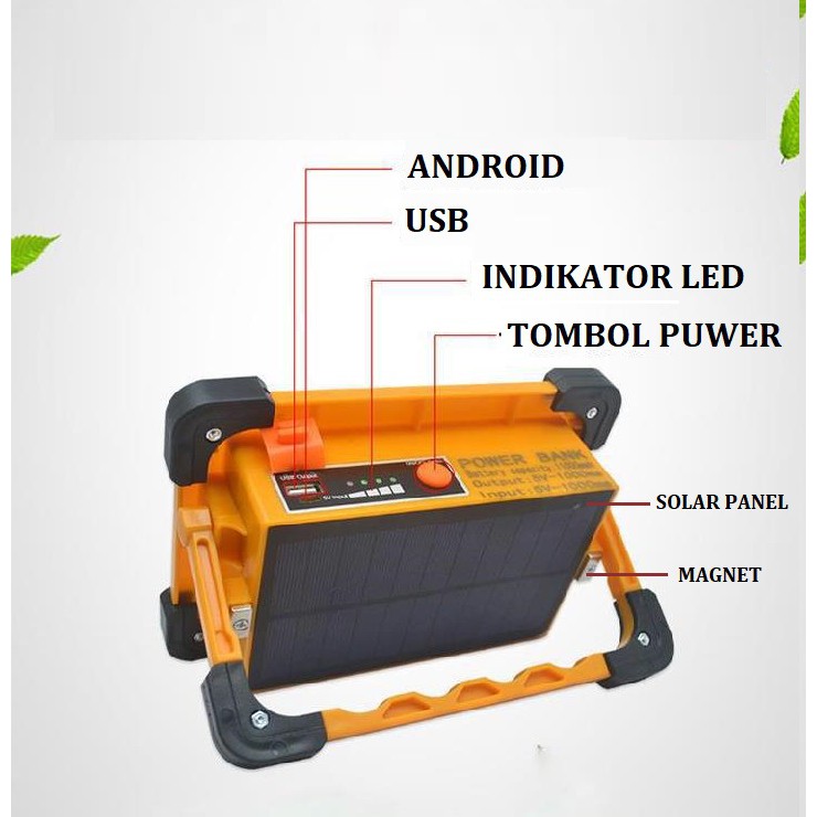 [WS]  LAMPU CAMPING LAMPU SOROT LED SOLAR CELL multifungsi 50w -100w batre dan solar