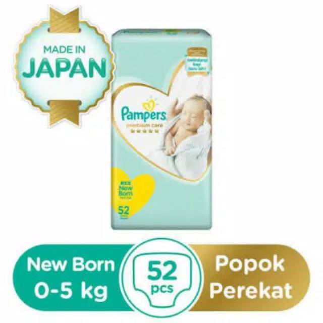 Popok pampers perekat premium care nb new born 52