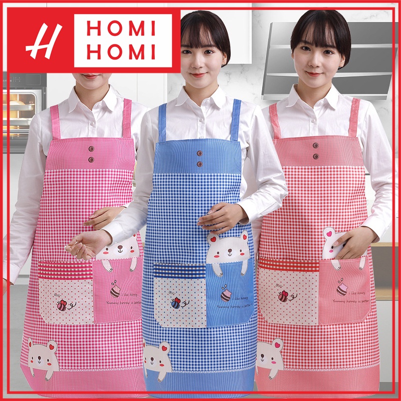 HomiHomi Apron Celemek Masak Barista Dapur Motif Beruang Waterproof CM010