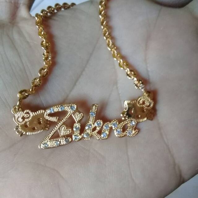 Kalung Liontin nama lapis emas 24k/silver/kuningan/titanium/nama custom/ukir nama kamu/nama sukasuka