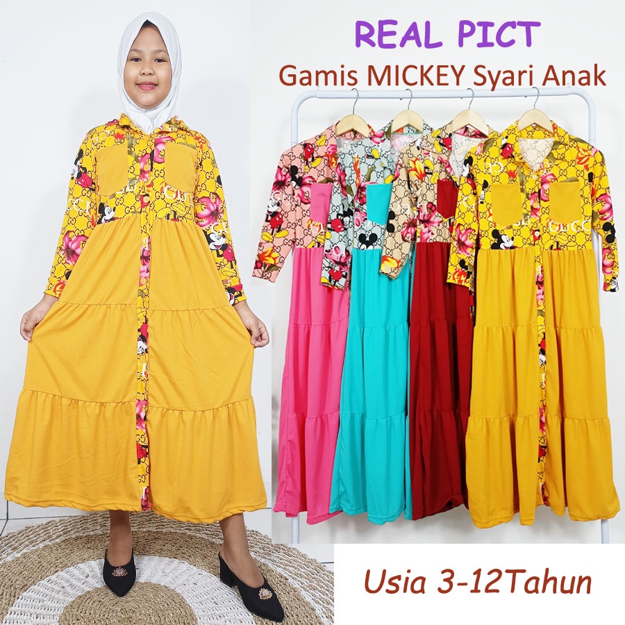 GAMIS MICKEY SYARI LOLY ANAK 3-12tahun GL FASHION