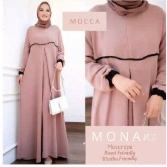 Gamis wanita terbaru model lebaran kekinian moscrepe polos SHERINA MAXI LD100 busui sizeL syar'i