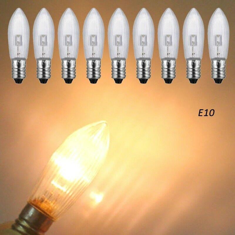 1 / 10 Pcs Bohlam Lampu LED E10 10V-55V AC Warna Warm White Untuk Dekorasi Natal