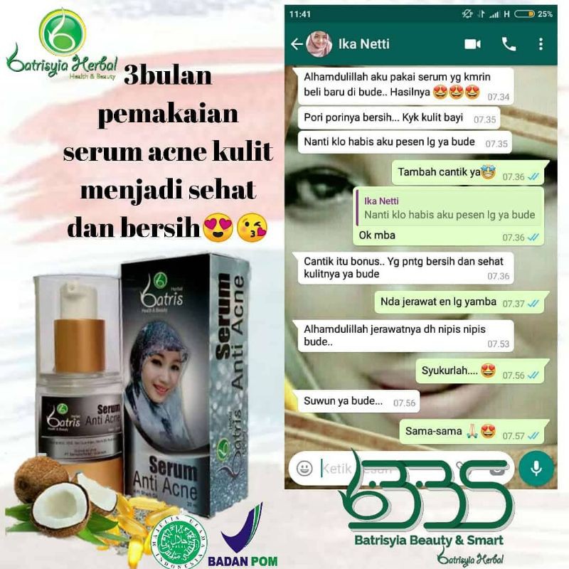 SERUM ACNE BATRISYIA/SERUM UNTUK JERAWAT DAN BEKAS JERAWAT/SERUM UNTUK BOPENG/ PENGHILANG BOPENG/ Batrisyia serum acne