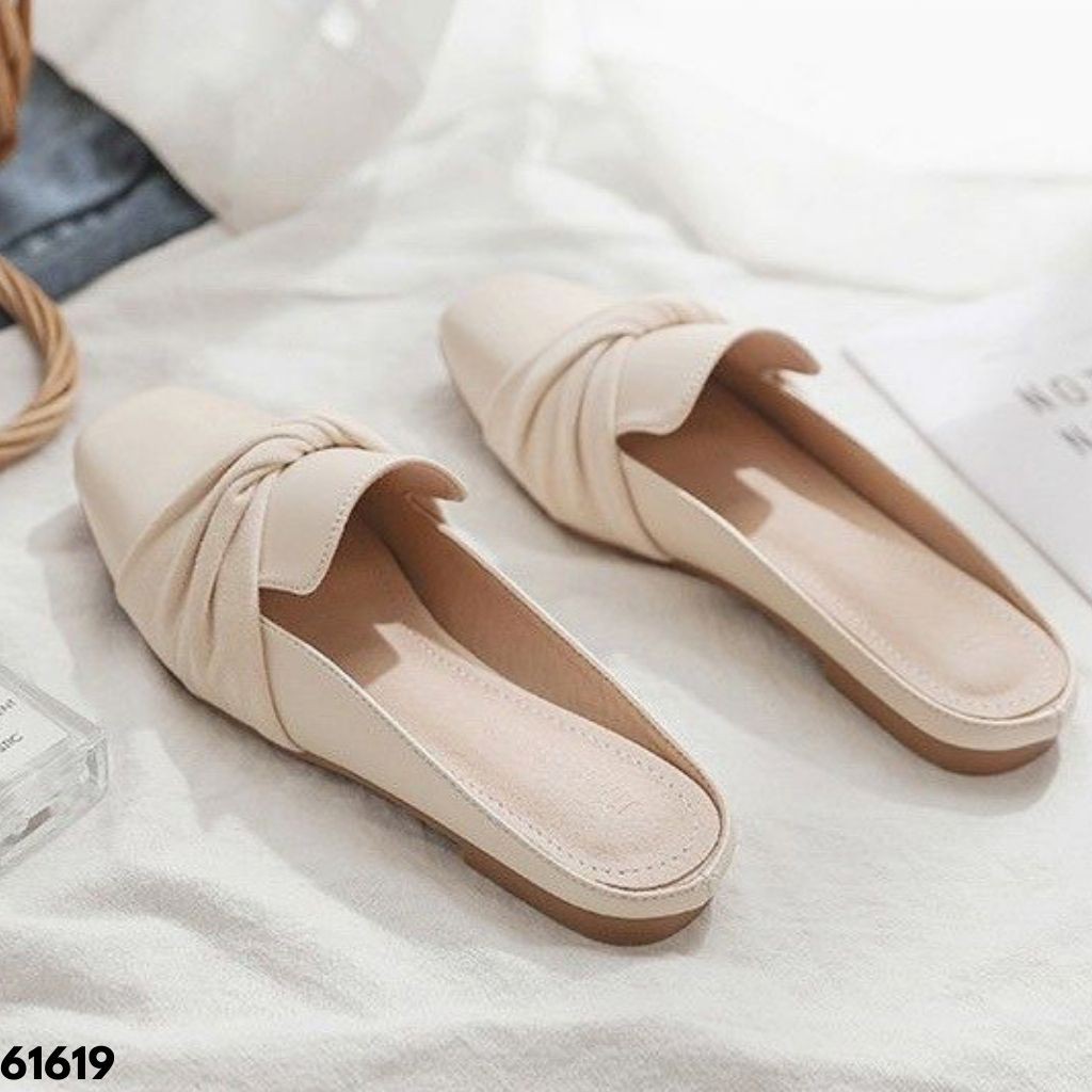 SEPATU FLAT SELOP PANSUS IMPORT MODEL TERBARU WANITA KEKINIAN NYAMAN PRAKTIS KULIT UNIK 61619