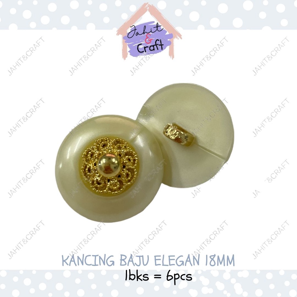 6pcs Kancing Baju Jamur Premium 18mm / Kancing Baju Elegan Fashion 18mm/ Kancing Jamur 18mm