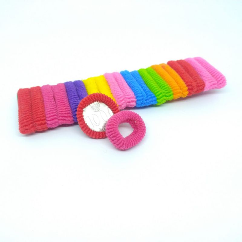 Ikat Rambut Korea Donat kecil 2 cm isi 20 pcs Warna Rainbow