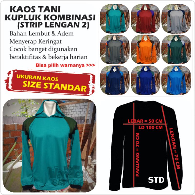 Kaos Tani Lengan Panjang, Kupluk, Kaos Basahan Kerja, Kaos Kuli,  Kaos Kerja Bangunan (BASKOM STD)