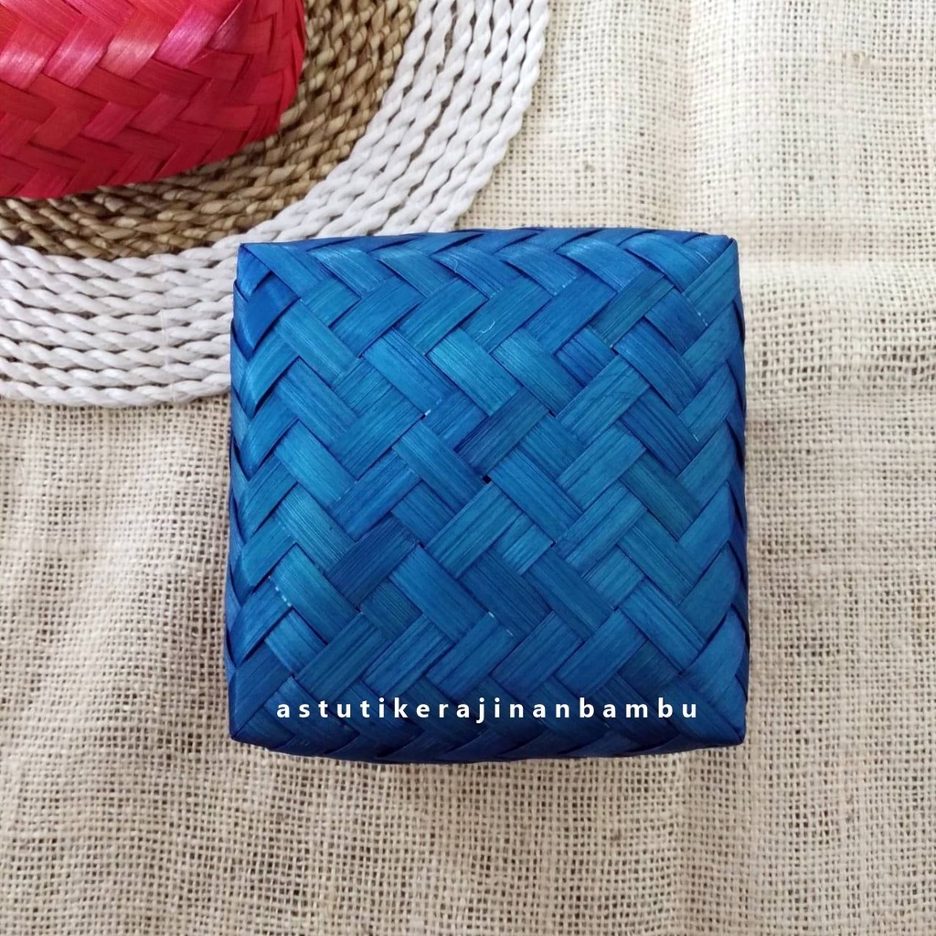 Sepasang Besek 10 x 10 cm Warna/Natural/Blicing/ besek mini/ besek hias/ besek kecil