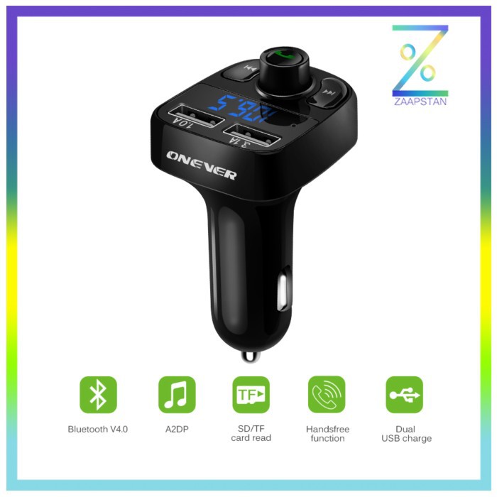 Bluetooth Audio Receiver FM Transmitter Handsfree with USB Car Charger