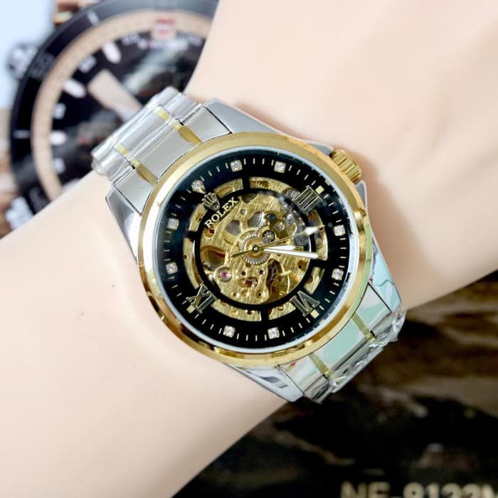 JAM TANGAN PRIA ROLEX AUTOMATIC BESAR (ADA 5 WARNA)*A - V SLVR GOLD GA